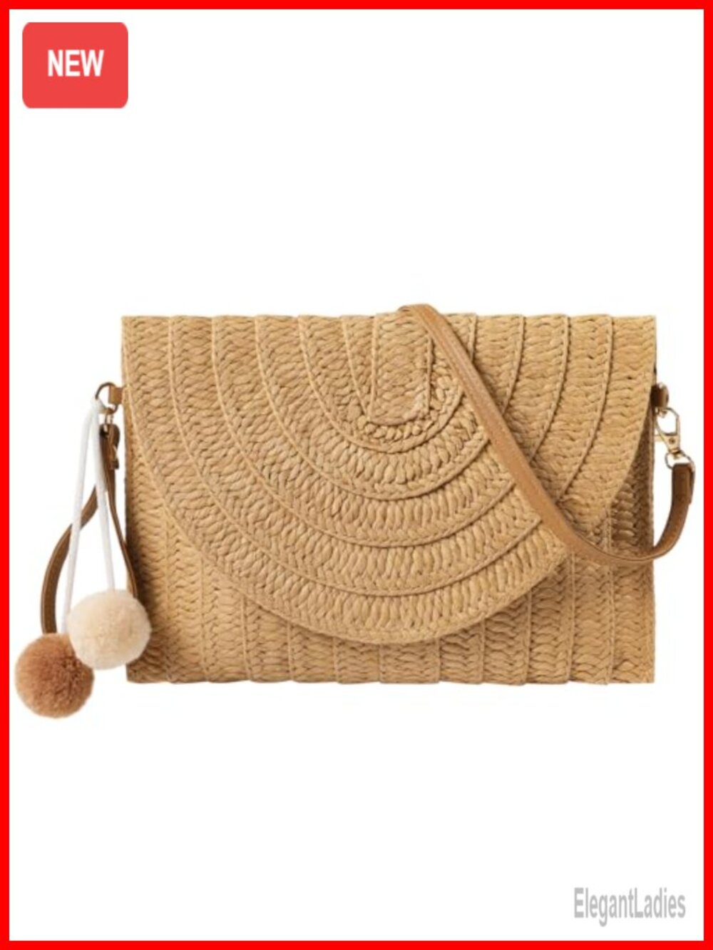 Handmade Woven Straw Crossbody Bag with Detachable Strap